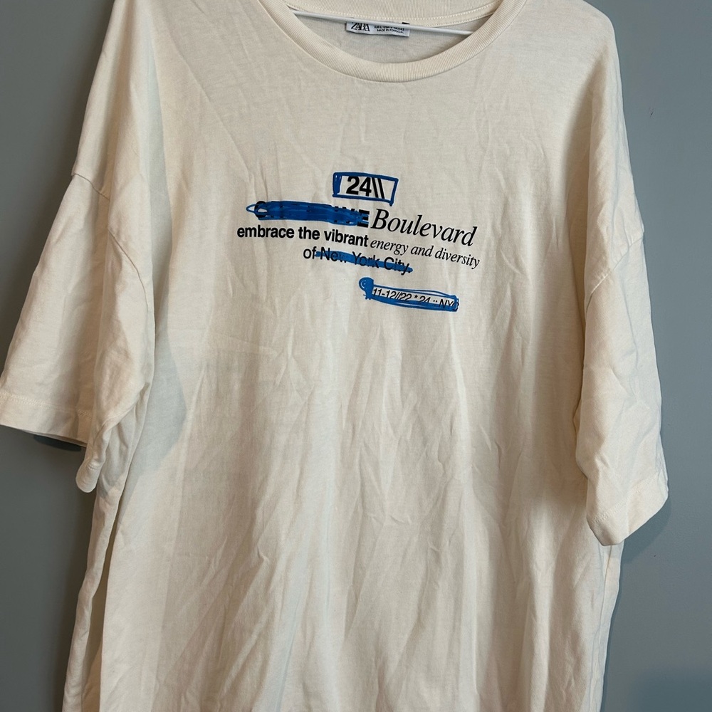 Men’s Zara Cream graphic T-Shirt